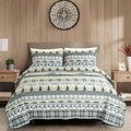 Chezmoi Collection Lake 3-Piece Lodge Quilt Set King - Multicolor Pine Tree Fish Deer Explorer Mountain Printed Microfiber Lightweight Bedspread Set for All Season