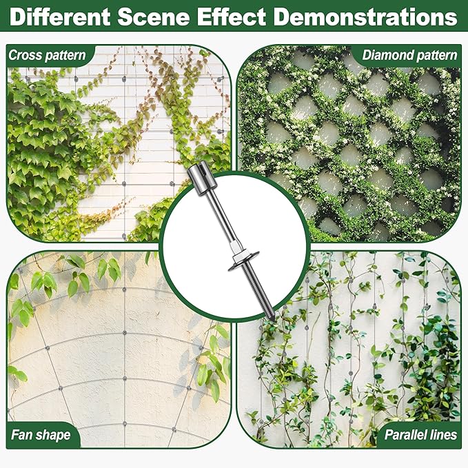 BUKLIYN 30-Set Wire Trellis for Climbing Plants Outdoor - T316 Wall Wire Trellis Kit with 5/64"(2mm) x 150ft Stainless Steel Cable