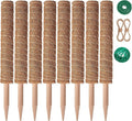 Eibikdi 8 Pcs Moss Pole for Plants Monstera, Plant Support Stakes for Indoor Climbing Plants Grow Upwards, with 65ft Twist Ties, 13ft Jute Rope, 6.5ft Hook-and-Loop Strip