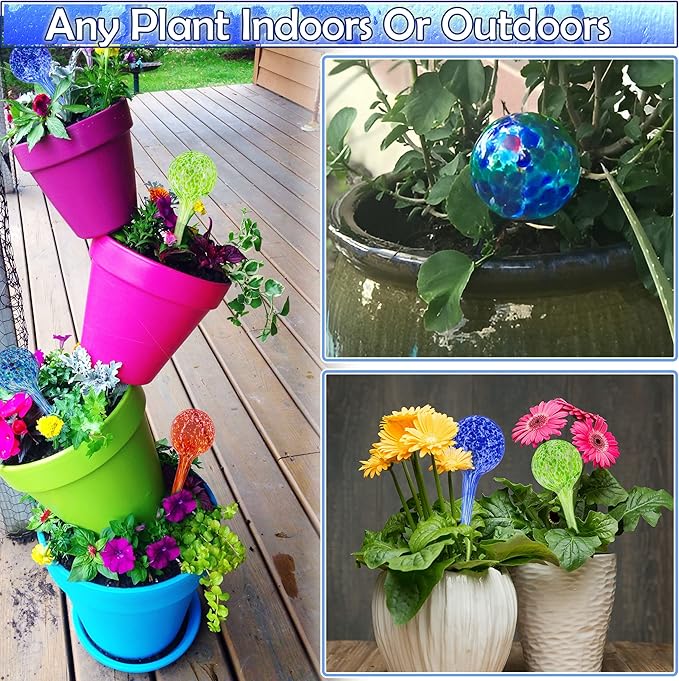 5 STAR SUPER DEALS Aqua Plant Watering Globes - Automatic Watering Ball Bulbs - Self Watering Plant Glass Bulbs System (8, 4 Small & 4 Large)