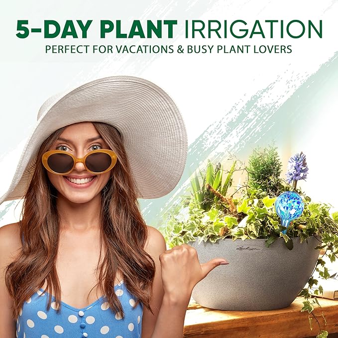 Plant Watering Globes Set of 8 - Small Self Watering Globes for Indoor & Outdoor Plants - Multicolored, Automatic, Glass Watering Bulbs for Daily Use, Plant Watering Devices