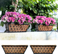 LaLaGreen Window Boxes Planter for Outdoor Plants (2 Pack, 16 Inch) Black Metal Basket Flower Pot Rectangular Wall Planters with Coco Liner, Horse Trough Deck Railing Balcony Modern Garden Fence Patio