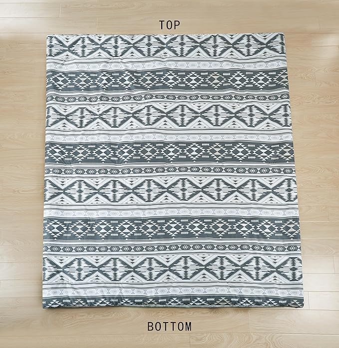 Chezmoi Collection Zella 3-Piece Southwestern Geometric Motif Comforter Set - Multicolor Gray White Light Brown Printed Washed Microfiber Bedding, King