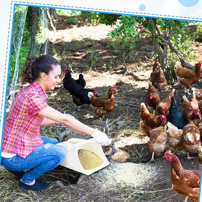 Relaxweex 2 Pcs Large Feed Scoop 128 oz Plastic Utility Grain Bird Seed Scoop Ice Seed Enclosed Bucket Shovel with Side Handle for Horse Chicken Livestock Animal Dry Food Restaurant Kitchen(White)