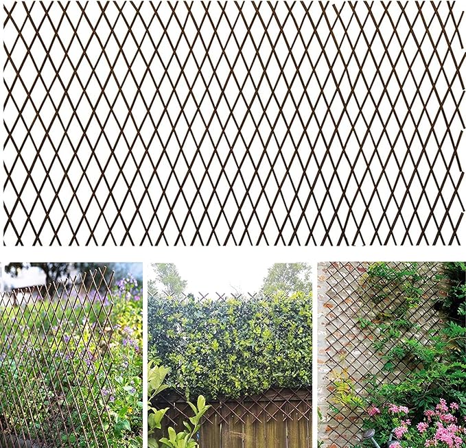 Sumery Nature Willow Trellis Expandable Plant Support Plant Climbing Lattices Trellis Willow Expandable Trellis Fence for Climbing Plants Support 36x92 Inch,Double Panel (4, Willow Wicker Fence)