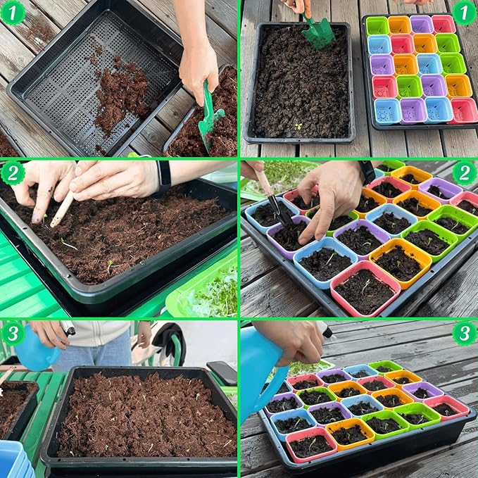 BeGrit Seed Starter Trays Mesh Tray 10-Pack 15x12 inch Plastic Plant Trays Garden Seedling Starter Kit Succulent Transport Pots Bonsai Training Pots