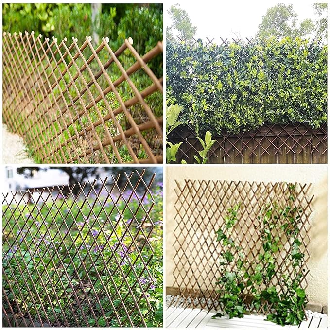 Sumery Nature Willow Trellis Expandable Plant Support Plant Climbing Lattices Trellis Willow Expandable Trellis Fence for Climbing Plants Support 36x92 Inch,Double Panel (2, Willow Wicker Fence)