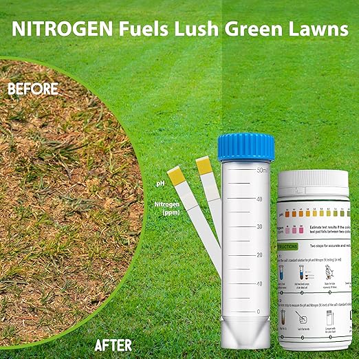 Soil Testing Kit 2-in-1 for pH & Nitrogen – 100 Pack in Resealable Pouches – Fast & Accurate Soil pH Tester for Garden, Lawn & Plants – Includes Spoon & Tube
