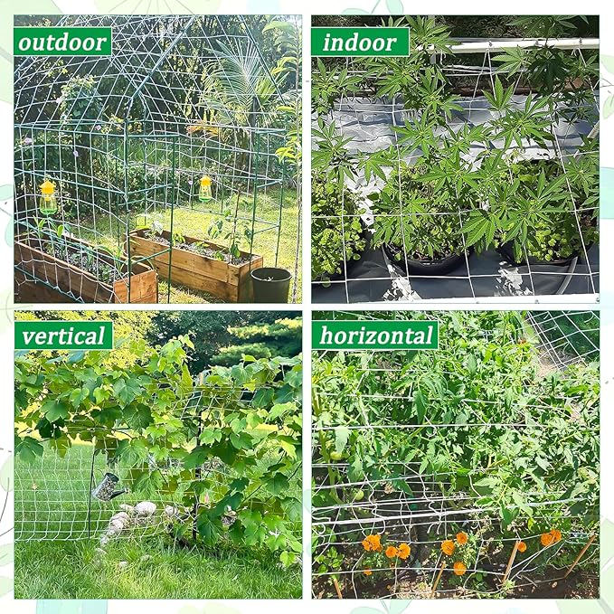 2 Pcs 6x15FT Garden Plant Trellis Netting,Heavy-Duty Grow Net Polyester Square Mesh Nets for Climbing Plants Fruits Vegetables Vines