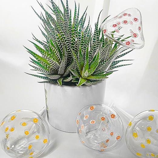 4 Pieces Plant Watering Globes, Hand-Blown Multicolored Glass Self Watering Spikes