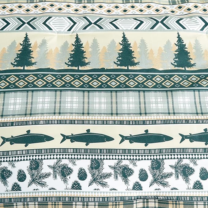 Chezmoi Collection Meadow 3-Piece Cabin Lodge Comforter Set - Multicolor Pine Tree Fish Deer Explorer Mountain Printed Microfiber Bedding, King