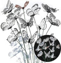 3D Butterfly Stakes,20PCS Butterfly Garden Stake Decor for Flower Bouquet Outdoor Indoor Yard Art Patio Plant Pot Flower Bed Home Décor,Butterfly Plant Stakes with Bendable Stick(Black&White)
