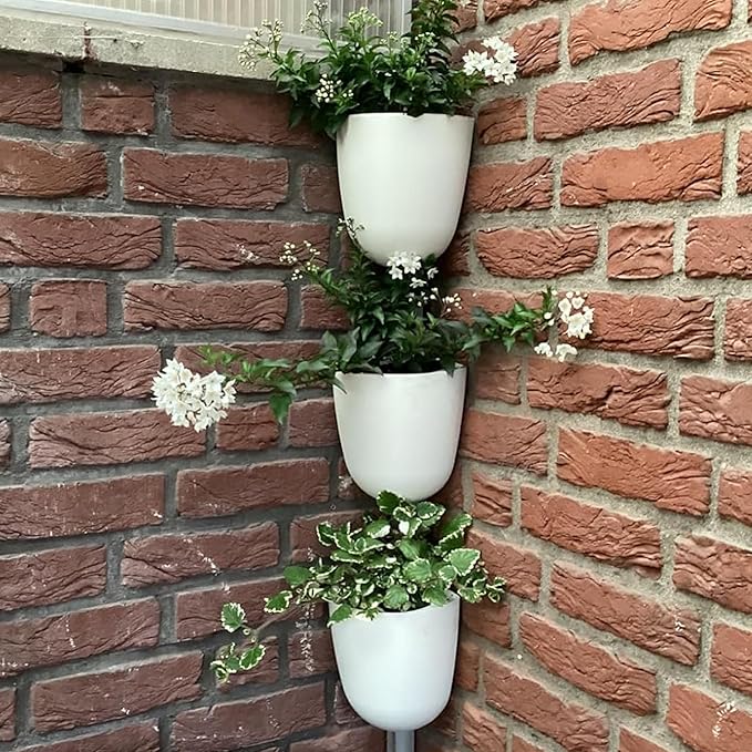 4 Pack Corner Wall Mounted Hanging Planter Self Watering Triangle Plastic Flower Pot Decorative Modern Plant Vase Container Holder for Succulent Indoor Outdoor Home Office Décor White