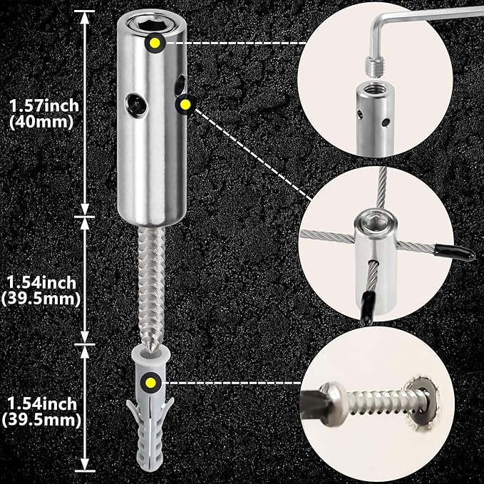 Wire Trellis for Climbing Plants Outdoor, 20-Set Wall Wire Trellis Kit with 1/8in x 98ft Stainless Steel Cable, T316 Cylindrical Espalier System for Fence and Garden DIY Projects