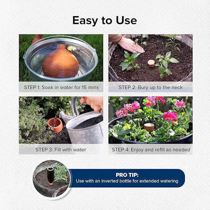 The Olla Company Classic Olla Watering Pot with Lid - Terracotta Self Watering Irrigation up to 3 ft in Diameter for Gardens, Raised Beds, and Large Pots - Vacation Friendly - Large