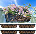 Maxona Window Boxes Planters to Attach to House, 4 Pack, 24 inch, Wall Planter for Outdoor Plants with Coco Liner, Black Metal Flower Basket Balcony Garden Fence Rail Railing Deck Patio Porch Décor