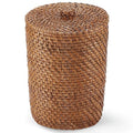 84ECO Brown Wicker Trash Can with Lid and Liner - Rattan Trash Can