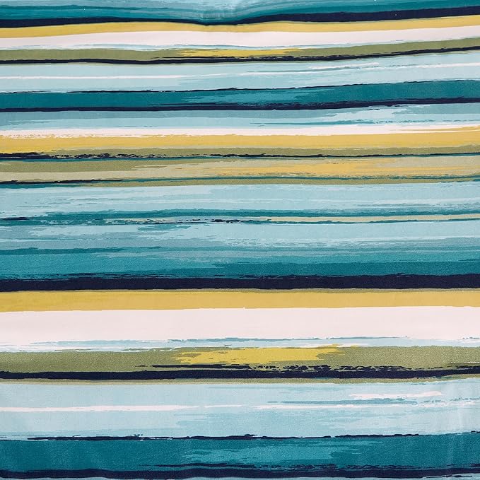 Chezmoi Collection Marvin 7-Piece Coastal Lodge Bed in a Bag Queen Comforter Set - Green Blue White Striped Printed Microfiber Bedding Set