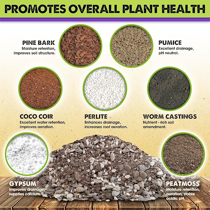 DUSPRO Recycle 20QRT Pre-Mixed House Plant Potting Mix 7in1 with Potting Soil Indoor Plants, Tropical Indoor Potting Soil with Pine Bark, Pumice, Coco Coir, Perlite, Worm Castings, Gypsum, Peat Moss