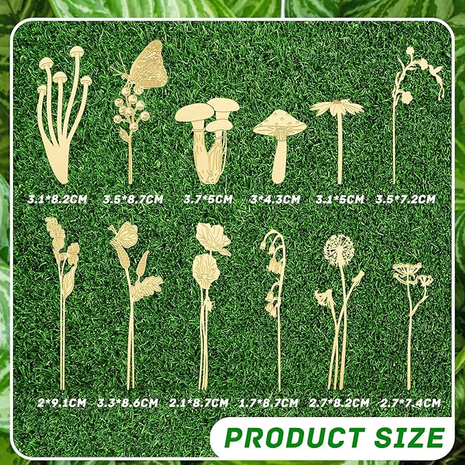 Yookeer 12 Pieces Brass Plant Hanger Metal Plant Decoration Cute Hanging Brass Plant Ornaments for Plant Lovers Gardeners Home Office Room Ornament