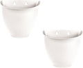 The HC Companies 8 Inch Garden Wall Planter - Plastic Hanging Plant Pot for Indoor Outdoor Flowers, Herbs, White (Pack of 2)