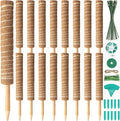 16 Pack Moss Pole for Plants Monstera 264 Inch Bendable Plant Pole Sticks Support Extension with Ropes Labels Tapes Tie Strap Locking Straps Green Twist Ties for Indoor Climbing Creepers