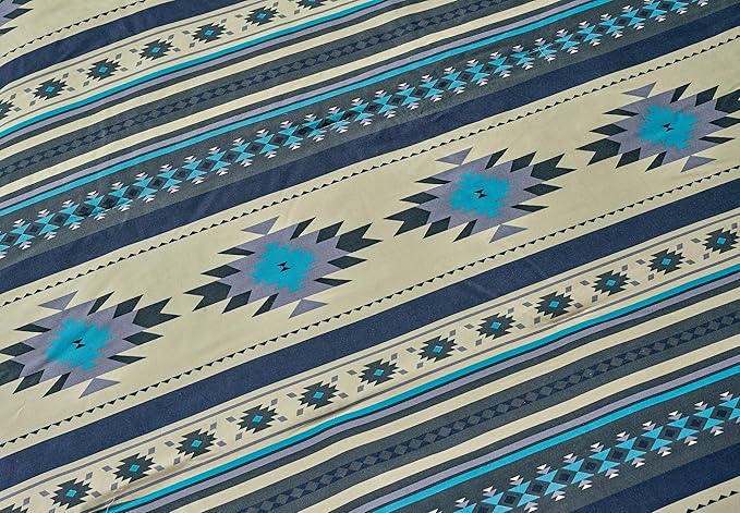 Chezmoi Collection 2-Piece Southwestern Geometric Tribal Multicolor Teal Beige Black Gray Comforter Set, Twin Size