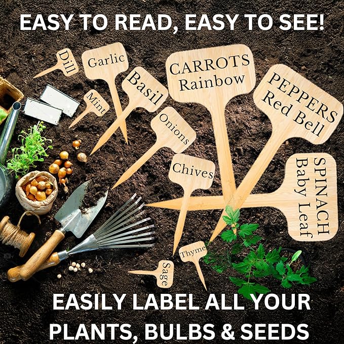 100 Pcs Large 8" Tall Garden Markers Label Plant Signs Easily Identify Plants