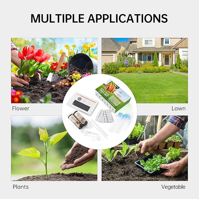 AAwipes Soil Test Kit for 4-in-1 pH, Nitrogen(N), Phosphorus(P), Potassium(K) Levels – 40 Tests for Garden, Lawn, Yard & Plant Care – Reliable Nutrient Tester with Sampling Accessories