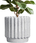 Ceramicfor Ceramic Planter for Indoor Plants - 12 Inch Plant Pot Indoor with Drainage Hole, Large Ceramic Flower Pots Outdoor, Fluted Round Planter, Home Decor, Gardening Gifts, Black and White