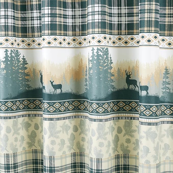 Chezmoi Collection Ridge 7-Piece Northwest Cabin Lodge Bed in a Bag California King Comforter Set - Multicolor Pine Tree Fish Deer Printed Microfiber Bedding Set