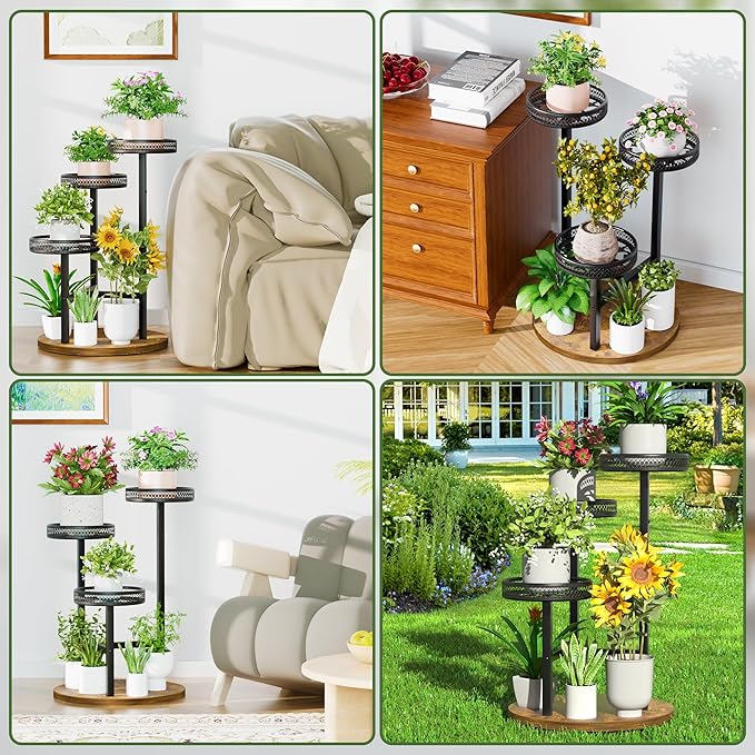 Plant Stand Indoor Outdoor 3 Tier Corner Metal Plant Shelf Tiered Flower Pot Stands for Garden Balcony Living Room