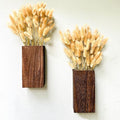 LaLaGreen Wood Wall Planters (8 Inch, 2 Pack) Include Bunny Tails Dried Flowers, Hanging Planter Wooden Box Vase for Indoor Modern Rustic Farmhouse Decor Home Living Room Bathroom Trendy Decoration