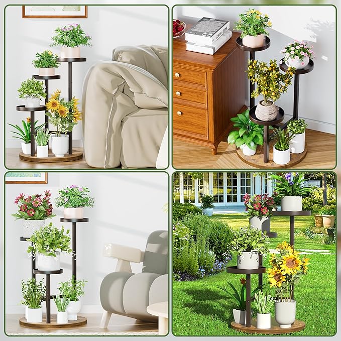 3 Tiered Tall Plant Stand for Indoor, Metal Plant Shelf Tiered Flower Pot Stands, Corner Plant Table for Patio Garden Balcony Living Room Bedroom
