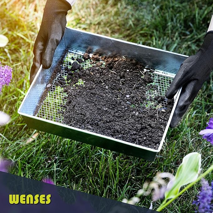 Trapping Soil Sifter, Standard Size (12 x 10 inches) with 1/8-inch Mesh, Garden Sieve for Dirt, Sand, Rocks, and Compost