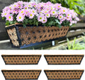 LaLaGreen Window Boxes Planter for Outdoor Plants (4 Pack, 24 Inch) Black Metal Rectangular Flower Pot Wall Planters with Coco Liner, Modern Stylish Horse Trough Railing Deck Rail Fence Balcony Patio