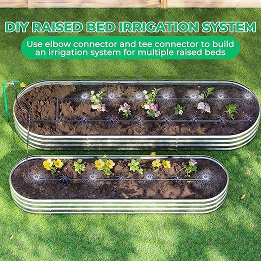 HIRALIY Raised Bed Drip Irrigation Kit Large, DIY Garden Grid Watering System, Garden Irrigation System, for Flower Bed up to 4 x 8FT