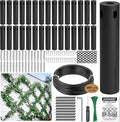 Wire Trellis for Climbing Plants Outdoor, 30-Set Black ABS Plastic Wall Wire Trellis Kit with 1/8" x 98ft Vinyl Coated Cable, Stainless Steel Cable Espalier System for Garden Fence