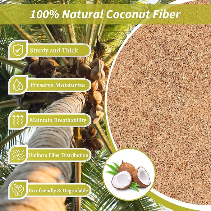 Legigo 12X120 Inch Natural Coco Liner Roll, Coconut Liners for Planter Window Box Hanging Basket, Coconut Coir Roll Coco Fiber Mat for Garden Decoration DIY Moss Poles Pet Pad Reptiles Carpet