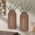 EOSAHR Pine Wood Set of 2 Wall Vases for Indoor Plants & Flowers – Farmhouse Wall Art for Living Room, Office and Home Decor – Hanging Planters with Boho Decor for Fake Plants (Brown)