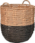 happimess BSK1003D Laurel 19.49" Bohemian Handwoven Abaca Hamper Basket with Handles, Seagrass Container for Decoration in Bedroom, Living Room, Laundry Room, Entryway, Natural, Natural/Black