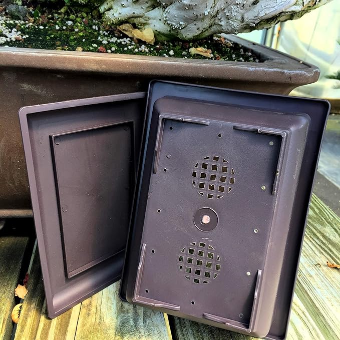Bonsai Training Pots Humidity Trays - Built in Mesh 8-Inch Large Planters + Made from Durable Shatter Proof Poly-Resin, 9 Pack Pot Set