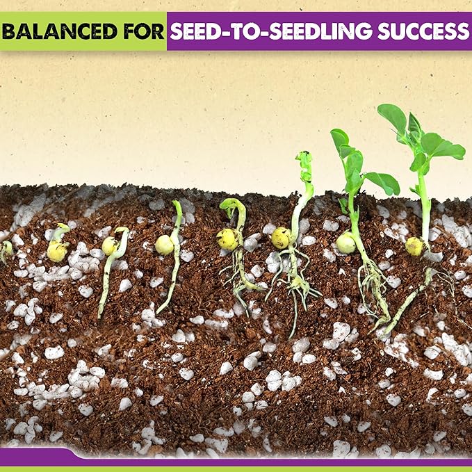 Seed Starter Potting Soil Mix, 8 Dry Quarts, Ready-to-Use Peat-Free Coco Coir Seed Starting Mix 4-in-1 Blend with Perlite, Vermiculite & Worm Castings for Germination & Seedlings