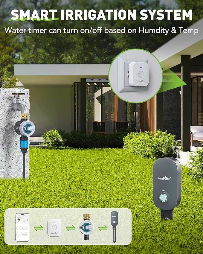 RAINPOINT Bluetooth 2-in-1 Soil Moisture & Air Temp Meter, App Remote Monitoring, 20 Plant Database, Compatible with WiFi Hub TWG009 & Water Timer ITV102b