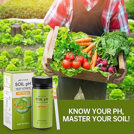 AAwipes Soil pH Test Kit (3.5-9 Range) 100 Strips Soil pH Tester for Acidity and Alkalinity of Garden Yard Lawn Grass Flower Vegetable Compost Nutrients Plants (J01-100)