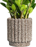 Ceramicfor Ceramic Plant Pots - 7.6 Inch Ceramic Planters with Drainage Hole, Fluted Round Planter for Indoor Plants, Decorative Flower Pots Outdoor, Desk Decor, Garden Gifts, Leopard Print White