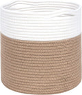 MINTWOOD Design 11 x 11 Inches Cotton Rope Basket for Flower Pot and Indoor Floor Planters, Decorative Round Woven Plant Pot Basket, Planter Covers, Small Dog Toy Storage Baskets, Jute