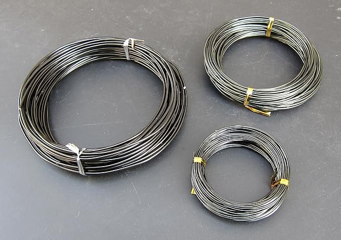 150Feet Anodized Aluminum Bonsai Training Wire 3-Size Starter Set, Multipurpose Crafting DIY Wires Ties - 1.0mm, 1.5mm, 2.0mm(Each 50Ft), Easy Bending Cutting, Quality Alu Tie Wire 3 Size Pack (Black)
