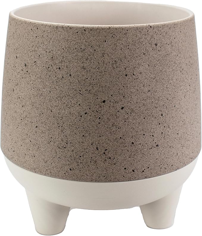 The HC Companies 6 Inch Orion Self Watering Planter - Lightweight Indoor Plastic Plant Pot for Herbs and Flowers, Greige