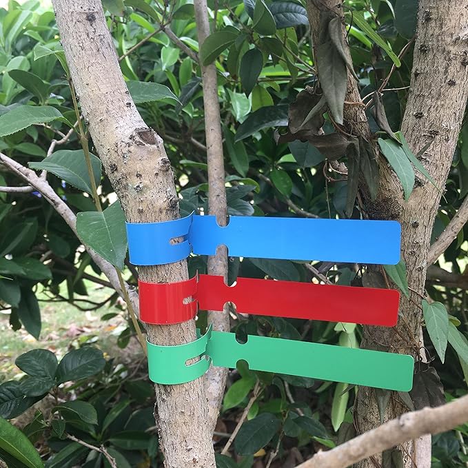 500PCS 5 Colors Wrap Around Plastic Tree Tag Plant Garden Labels Nursery Garden Tag with 3 Adjustable Loop Sizes
